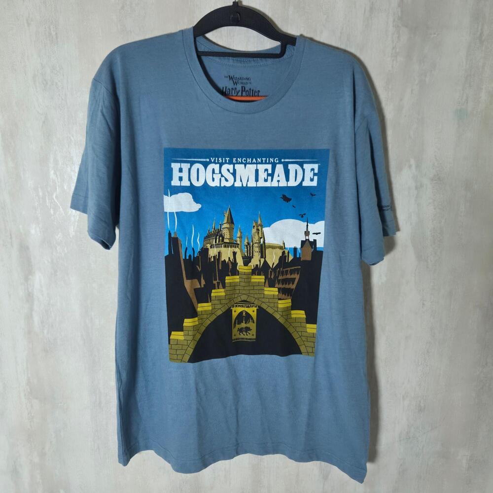 Harry Potter Shirt Mens Large Blue Hogsmeade Graphic Tee Top Universal Studios